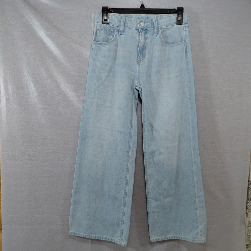 Old Navy High Rise Baggy Wide Leg Built In Tough Jeans Youth 12 Light Wash Denim